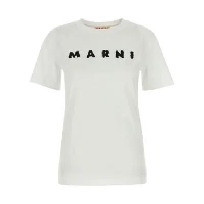 Marni Scribbled Logo T-shirt In White