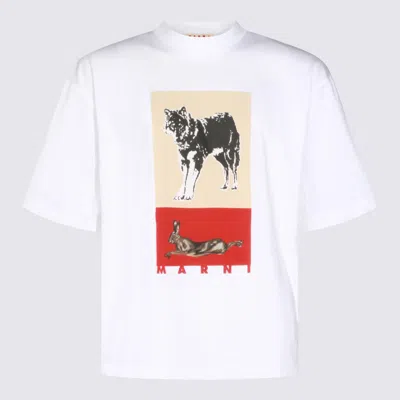 Marni Graphic Print Crew Neck Short Sleeve Top In White