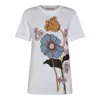 Marni Floral Print Round Neck Short Sleeve Top In White