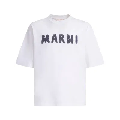 Marni Logo Print T-shirt In White