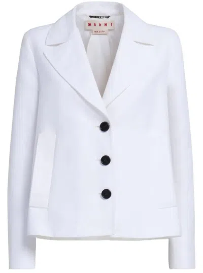 Marni Tailored Cropped Jacket With Classic Lapel In White