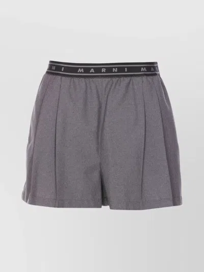 Marni Tailored Pleated Shorts Elastic Waistband In Gray