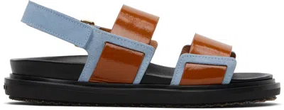 MARNI TAN & BLUE FUSSBETT SANDALS