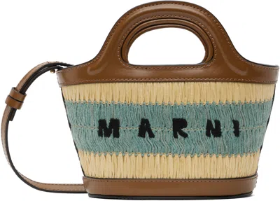 Marni Tan & Blue Raffia-effect Tropicalia Micro Tote