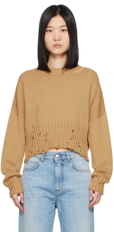 MARNI TAN DISHEVELLED SWEATER