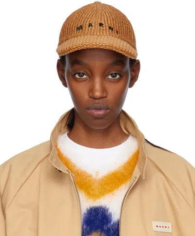 Marni Tan Embroidered Baseball Cap In 00m24 Caramel