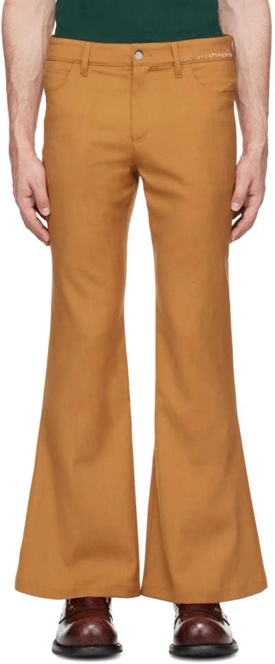 Marni Tan Embroidered Trousers In 00r09 Pumpkin