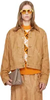 Marni Tan Garment-dyed Denim Jacket In Fdw29 Buttercream