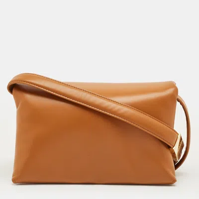 Pre-owned Marni Tan Leather Prisma Shoulder Bag In Brown