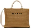 Marni Raffia-effect Small Tote Bag In Brown