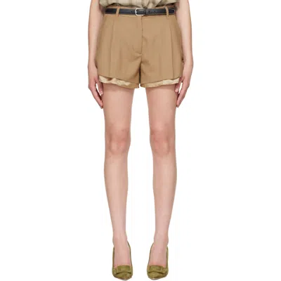 Marni Tan Virgin Wool Shorts In Brown