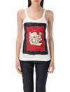 Marni White Sleeveless Top With Round Neck And Maxi Print On The Front In White
