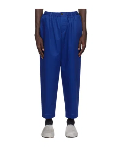 Marni Tapered Organic-cotton Trousers In Blue