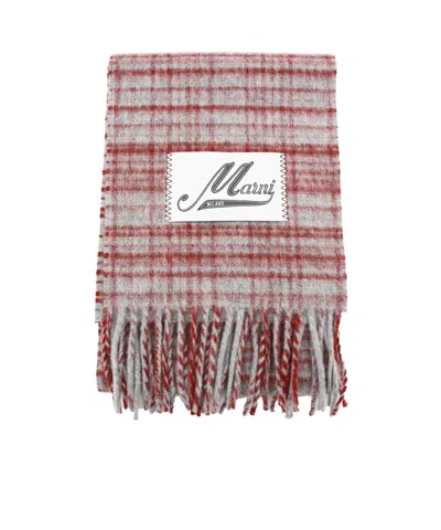 Marni Check-pattern Fringed Scarf In Multi
