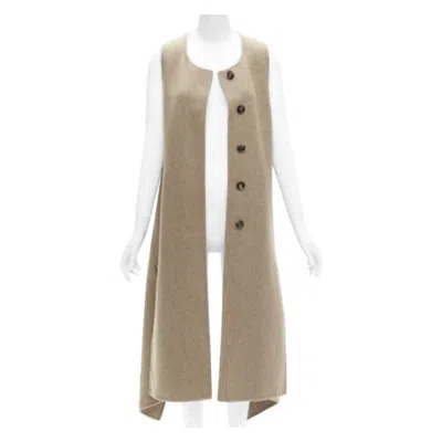 Pre-owned Marni Taupe Brown Virgin Wool Blend High Low Hem Vest Coat It36 Xs