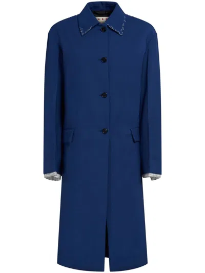 Marni Teal Ss24 Gabardine Coat For Women In 00b65