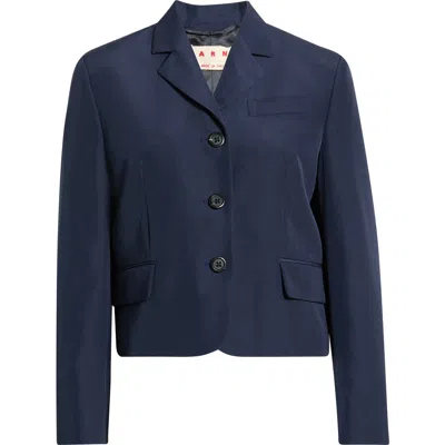 Marni Techno Wool Blend Jacket In Blue