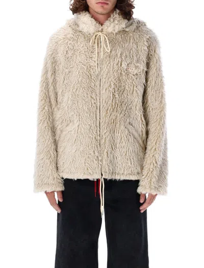 Marni Faux Fur Jacket With Removable Hood. In Neutral