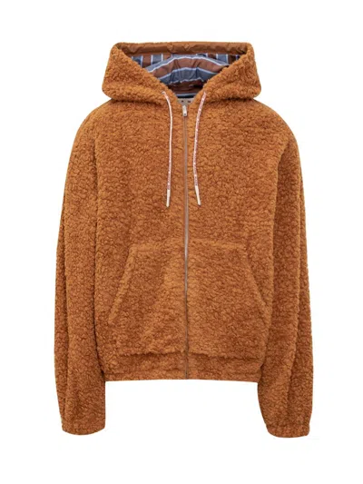 Marni Teddy Jacket In Wool Blend In Orange
