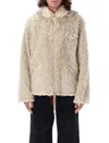 Marni Giacca In Ecopelliccia Con Cappuccio Removibile In Neutrals