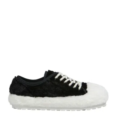 MARNI MARNI FAUX-FUR LACE-UP SNEAKERS