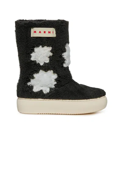 MARNI STIVALI MIDI IN TEDDY CON STELLE