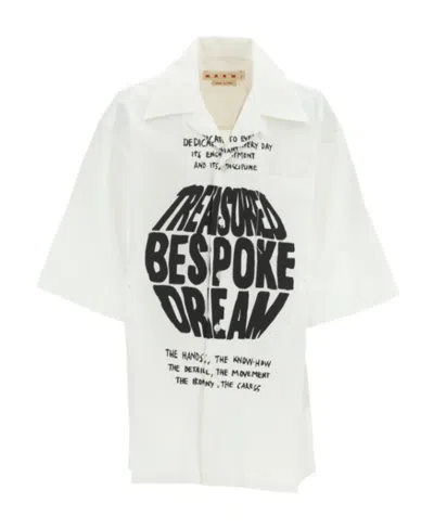 Marni Text-print Cotton Shirt In White