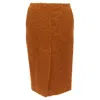 Marni Textured Alpaca Silk Pocketed Front Slit Pencil Skirt In Brown