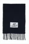 Marni Textured Black Alpaca Scarf With Fringed Ends In Black