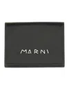 Marni Textured Wallet With Logo Detail In Black