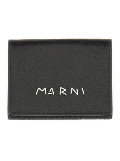 Marni Textured Black Tri-fold Wallet