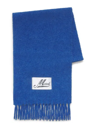 Marni Textured Blue Alpaca Blend Scarf