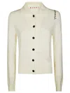 Marni Textured Button-up Cardigan With Embroidered Detail In Neutral