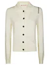 Marni Textured Button-up Cardigan With Embroidered Detail In White