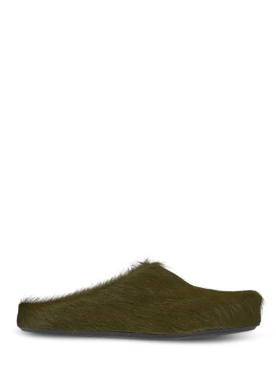 Marni Textured Calf Hair Sandals In Green