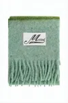 Marni Textured Color-block Scarf With Fringed Edges In Green