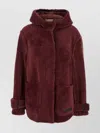 Marni Brown Jacket With Hood With Buttons And Logo Patch On The Front In Fur Woman