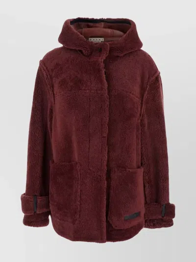 MARNI TEXTURED FABRIC HOODED JACKET WITH FRONT POCKETS