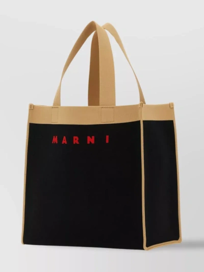 MARNI TEXTURED FABRIC SHOPPER WITH CONTRASTING HANDLES
