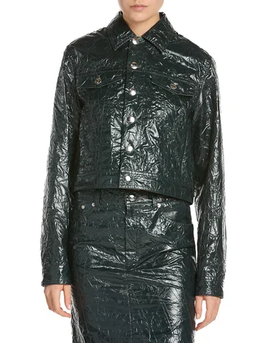 Marni Textured Faux Leather Jacket In Green