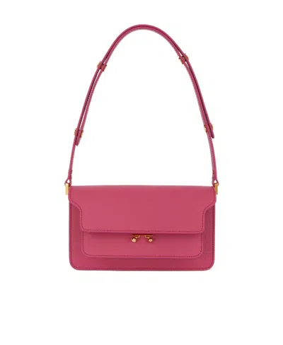 Marni Textured-finish Leather Shoulder Bag In Red