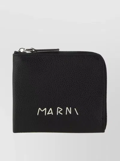 Marni Textured Finish Leather Wallet In Black
