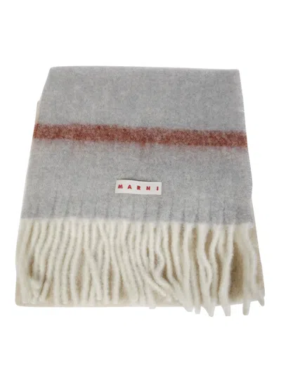 Marni Textured Finish Scarf In Light Grey In Gray