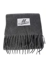 Marni Textured Grey Scarf With Fringed Edges In Gray