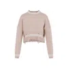 Marni Womens 00w35 Distressed Cropped Cotton-knit Jumper In Neutral