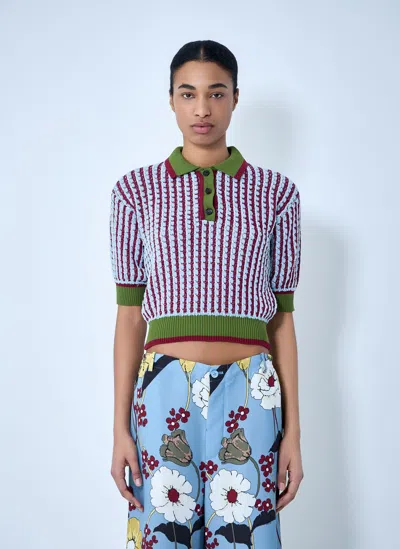 Marni Textured Knit Polo Jumper In Multi