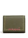 Marni Textured Leather Bi-fold Wallet In Green