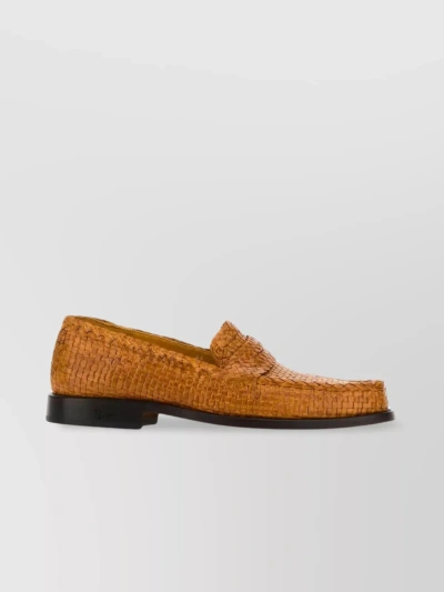 Marni Textured Leather Slip-ons With Tassel Detail In Orange