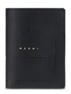 Marni Textured Leather Wallet With Gold-tone Lettering In Black