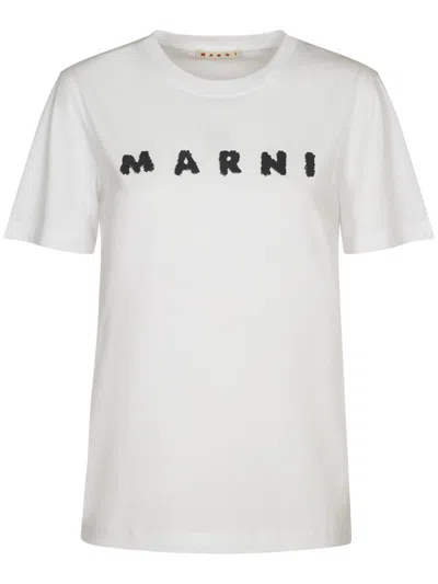 MARNI TEXTURED LOGO T-SHIRT WITH RELAXED FIT